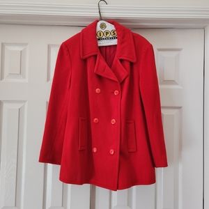 Vintage Trader Bay Red Double Breasted Wool Pea Coat